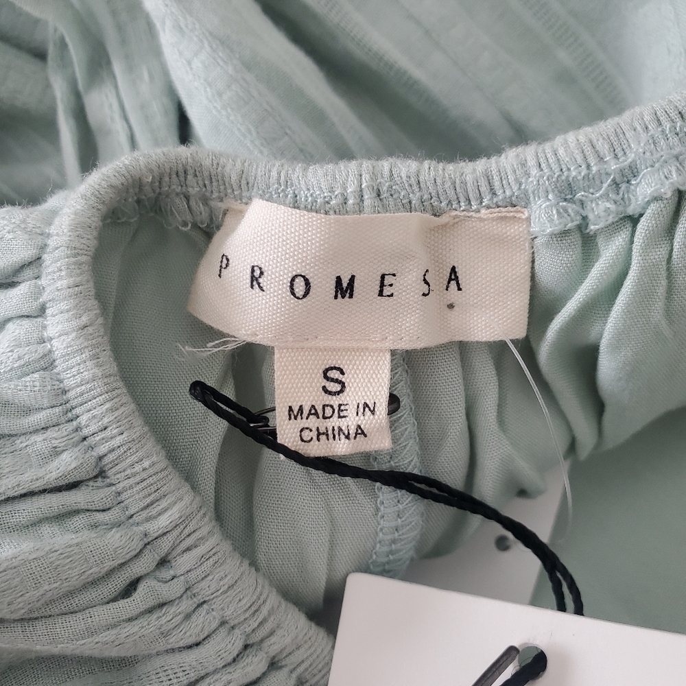 Promesa Saving Grace Sage Green High Low Above Knee Boho Halter Dress S Boho NWT - Picture 9 of 15